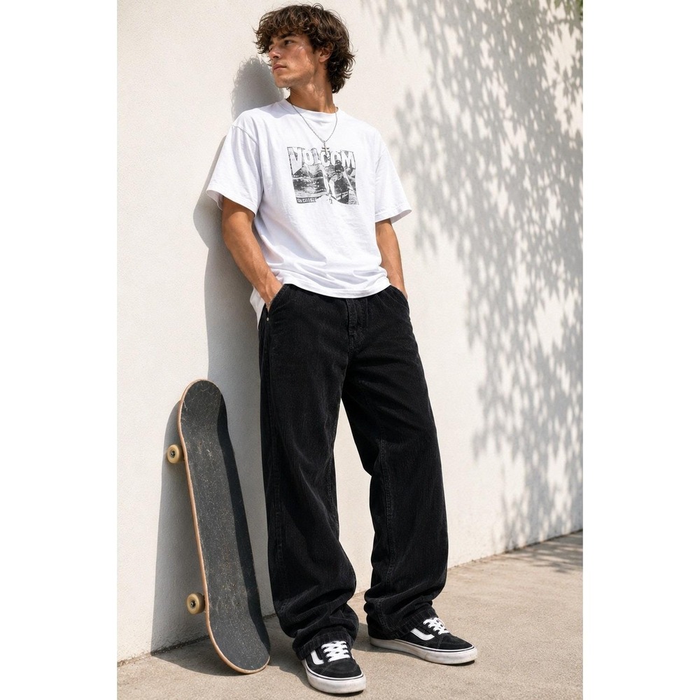Vintage Y2K Empyre Rugged Black Corduroy Skate Pants Men's Size 32 Baggy 90s